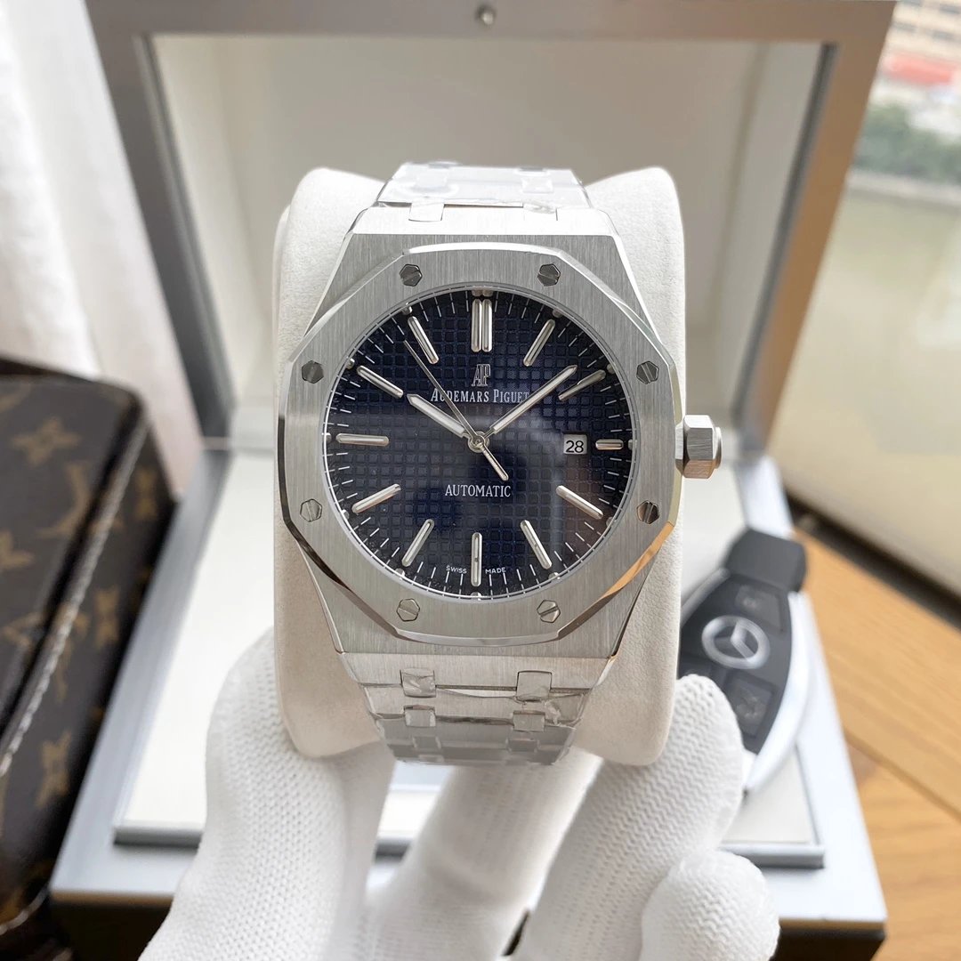 Silver Case · Blue Dial Steel Band
