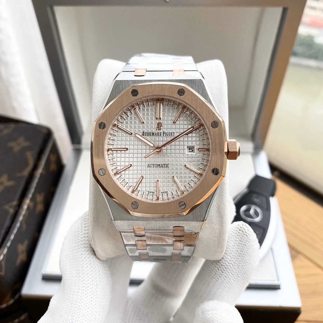 Two-Tone Rose Gold Case · White Dial Steel Band