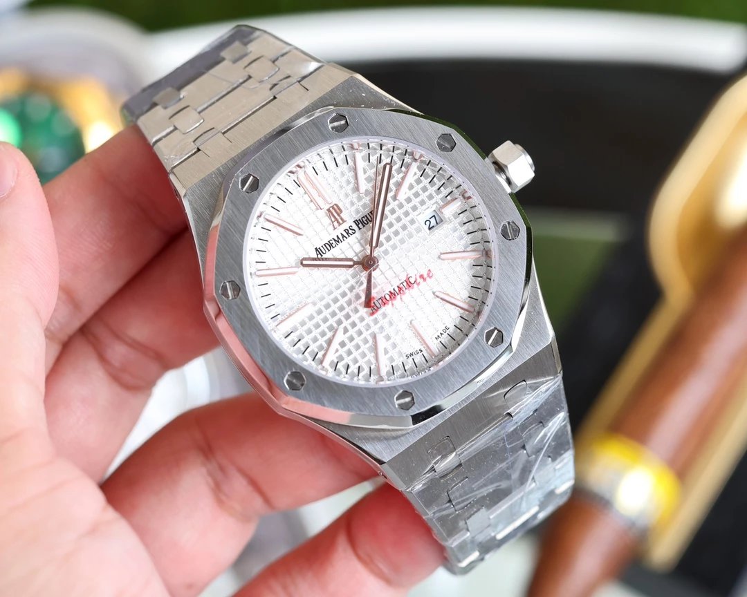 Silver shell white plate steel strip [Rose gold needle]