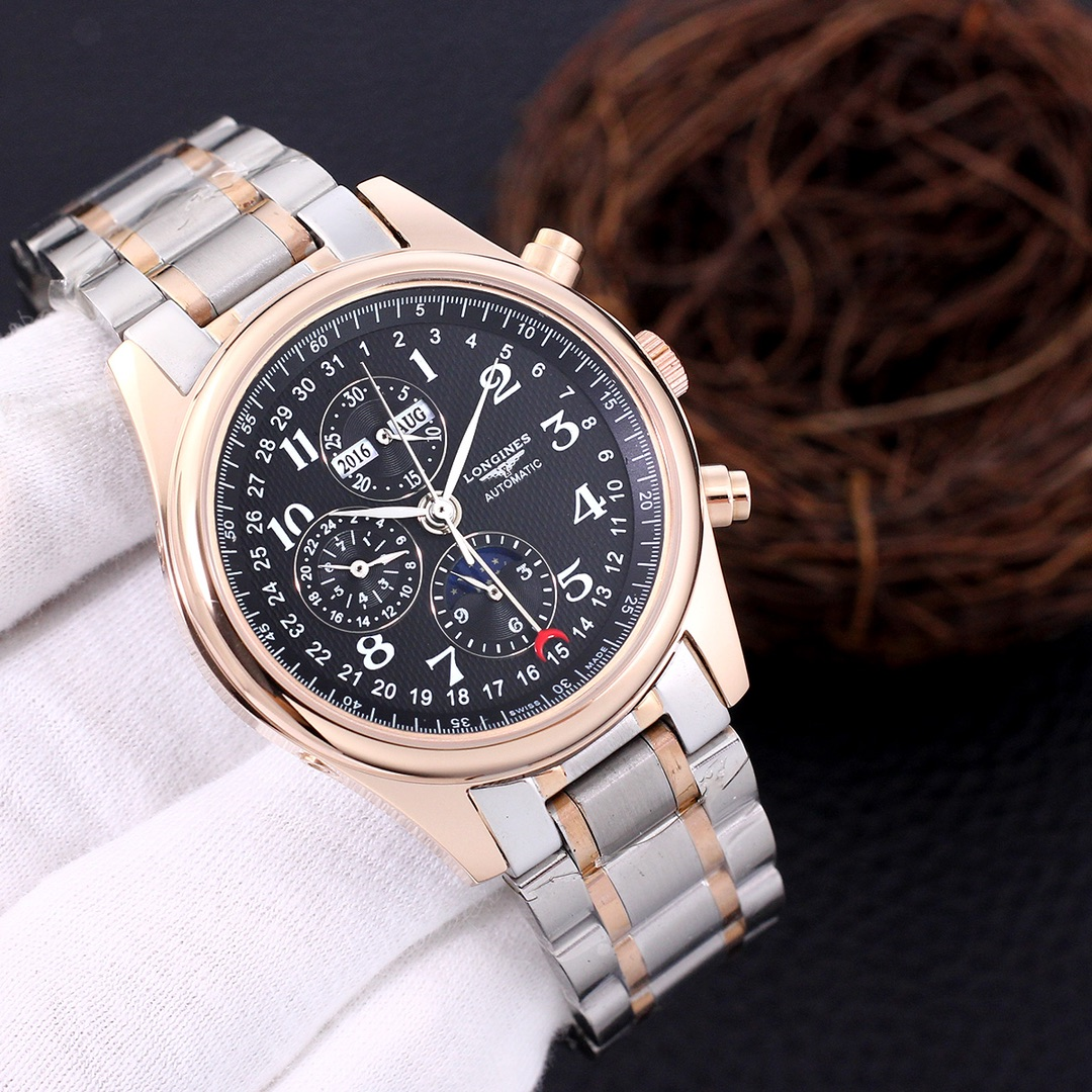 Longines Master Collection Chronograph Moonphase Silver Mechanical Watch - 12
