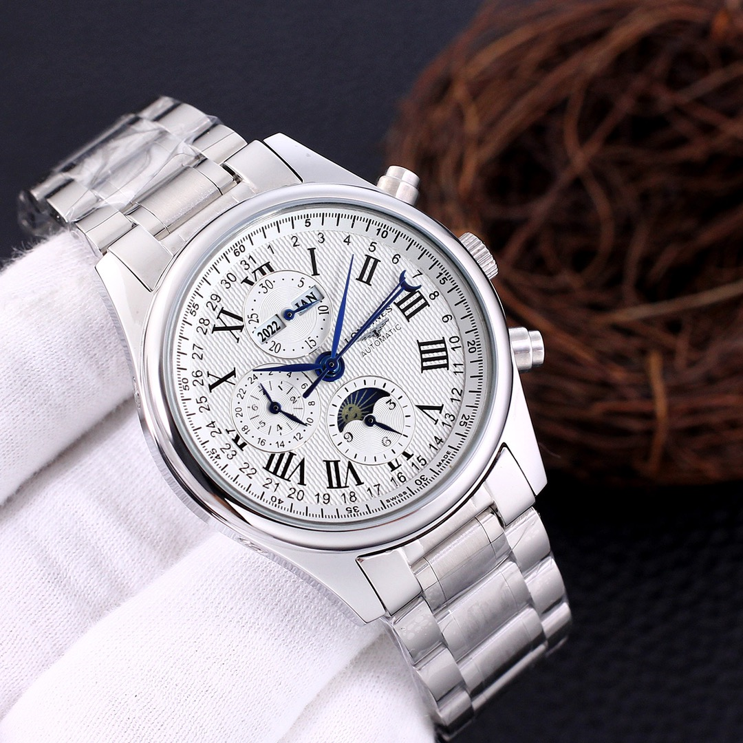 Longines Master Collection Chronograph Moonphase Silver Mechanical Watch - 17