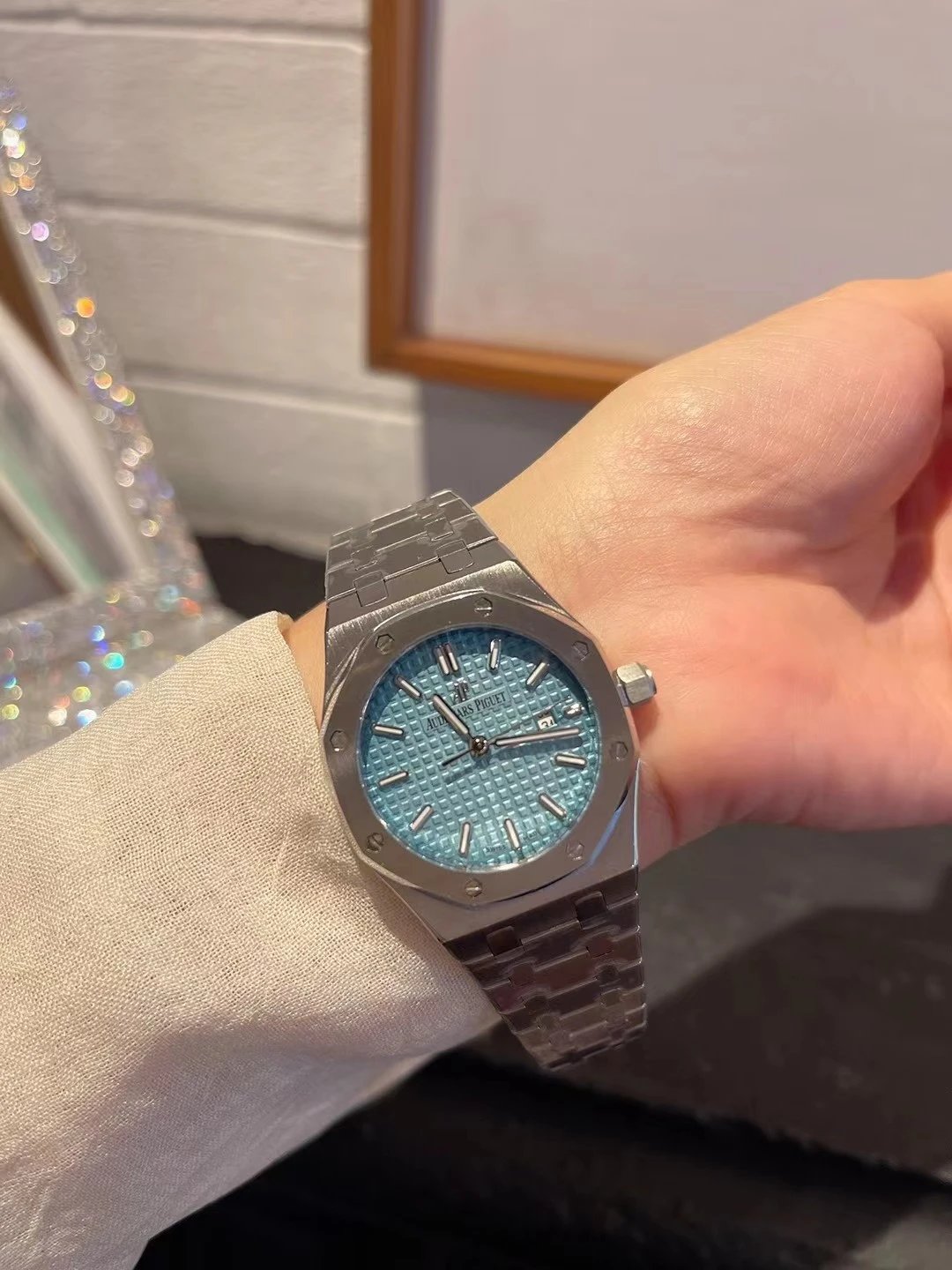 Silver Case, Tiffany Dial, Steel Bracelet