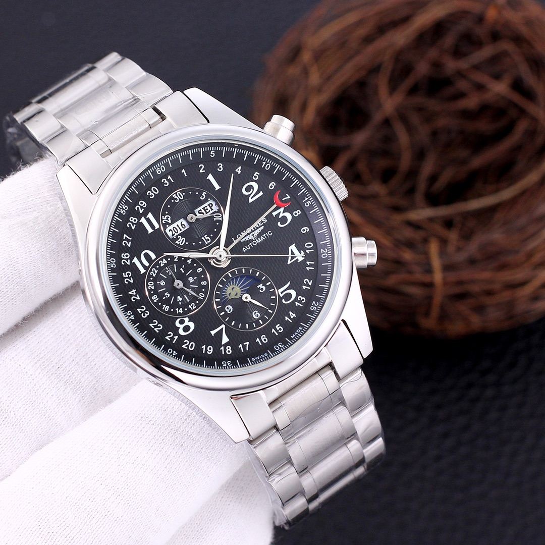 Longines Master Collection Chronograph Moonphase Silver Mechanical Watch - 9