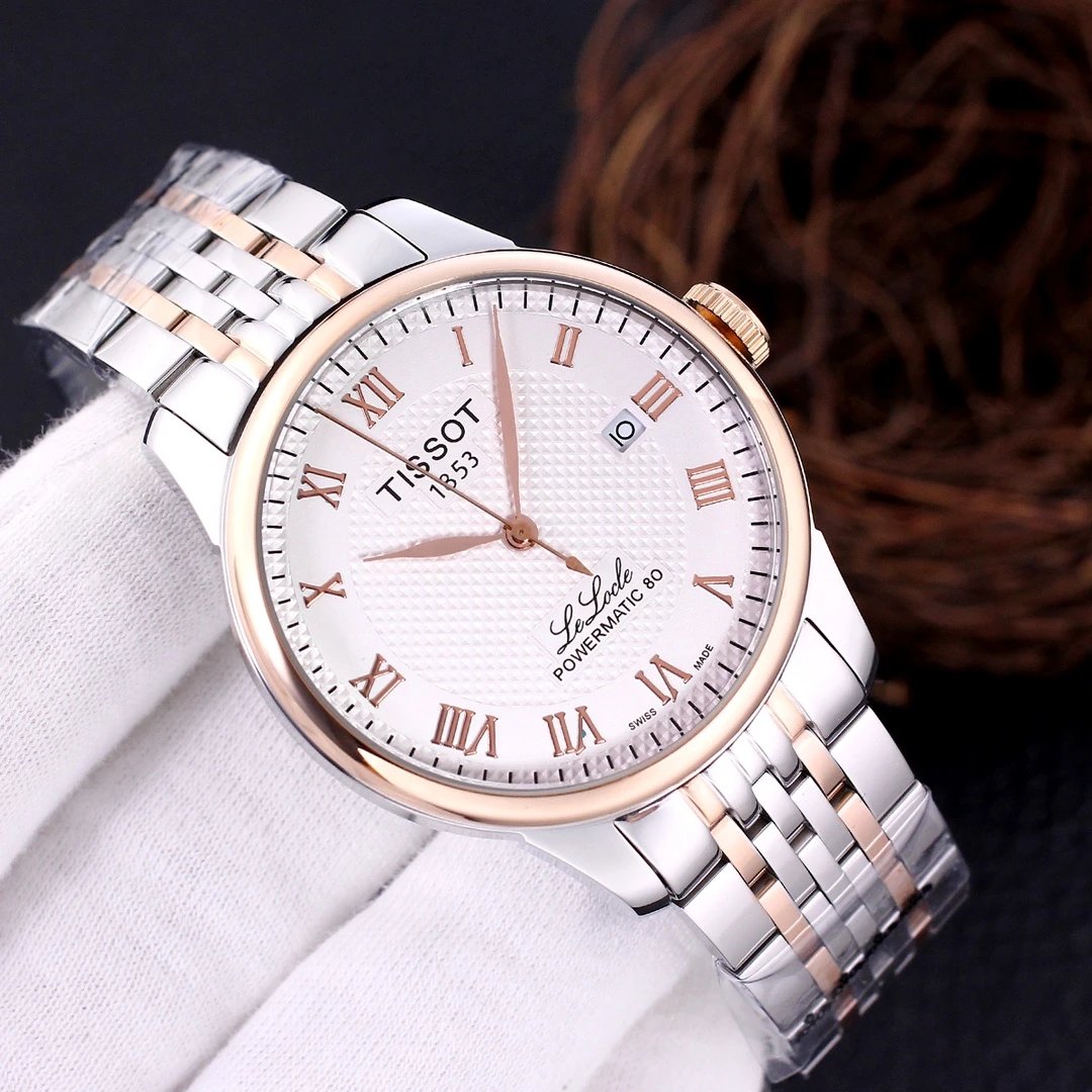 Tissot Le Locle Powermatic 80 Gold-Plated Mechanical Watch Watches - 8