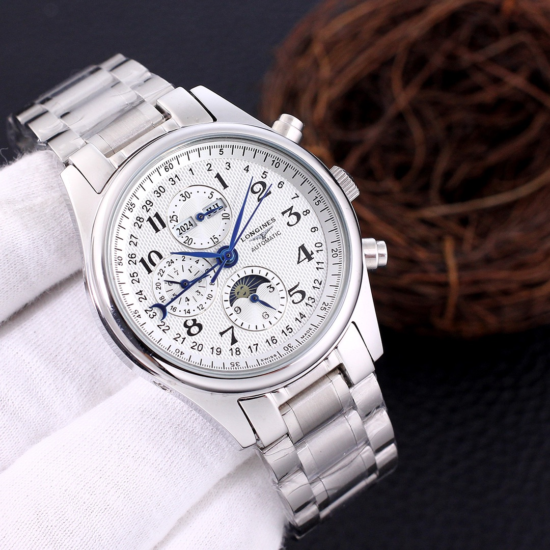 Longines Master Collection Chronograph Moonphase Silver Mechanical Watch - 8