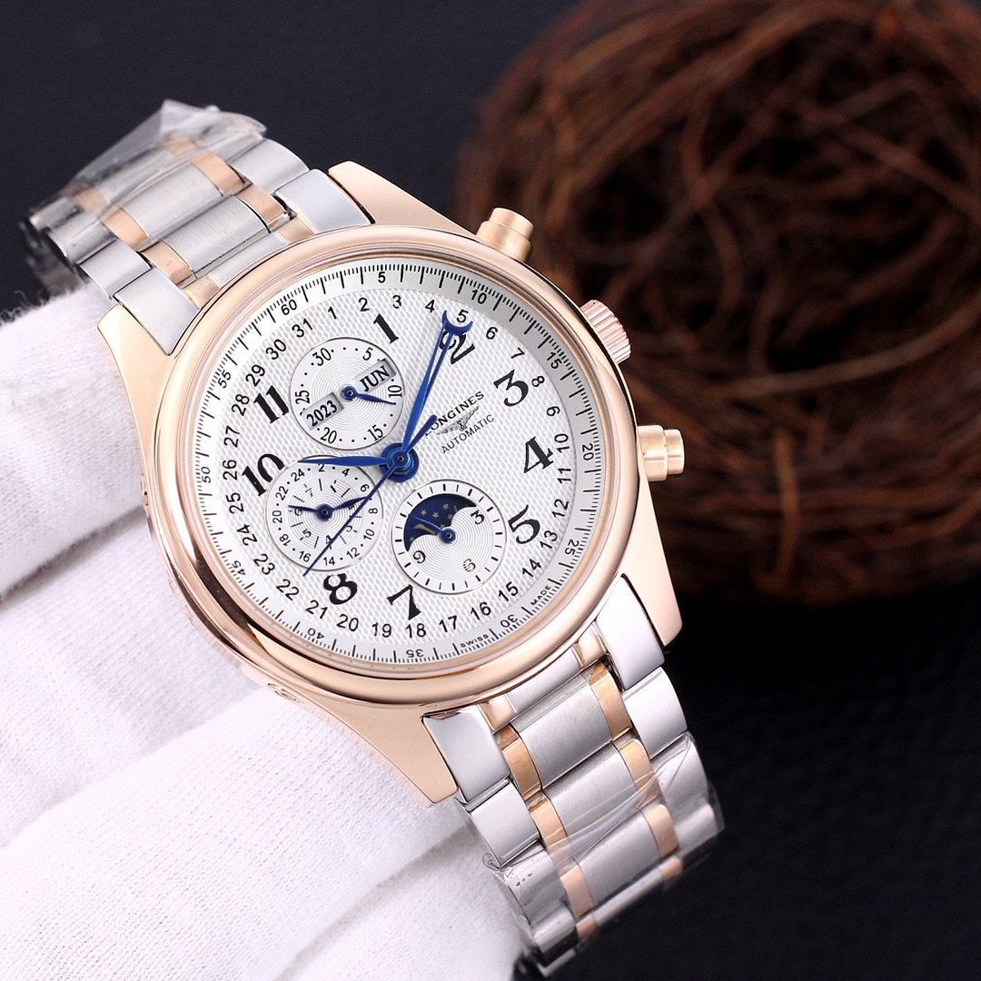 Longines Master Collection Chronograph Moonphase Silver Mechanical Watch - 11