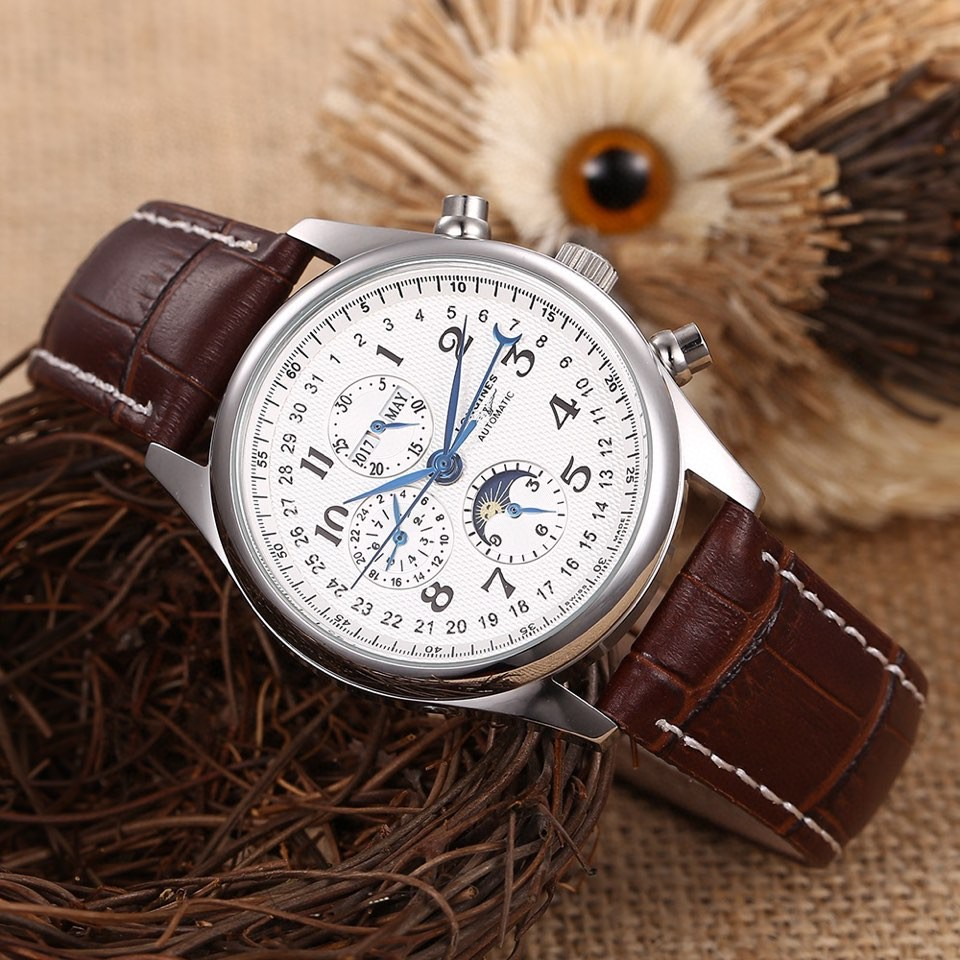 Longines Master Collection Chronograph Moonphase Silver Mechanical Watch - 25