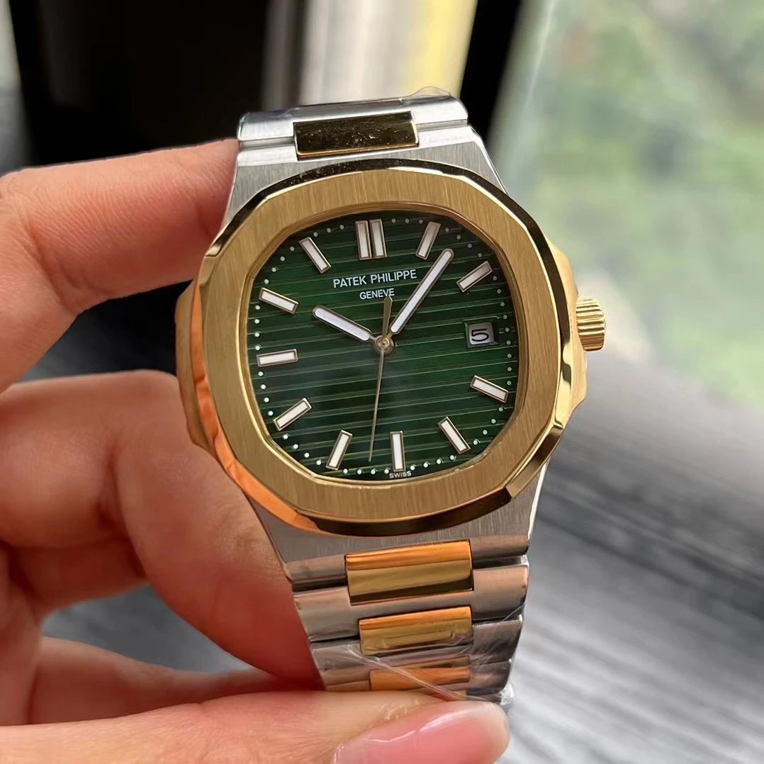 Two-Tone Gold Case · Green Dial Steel Band