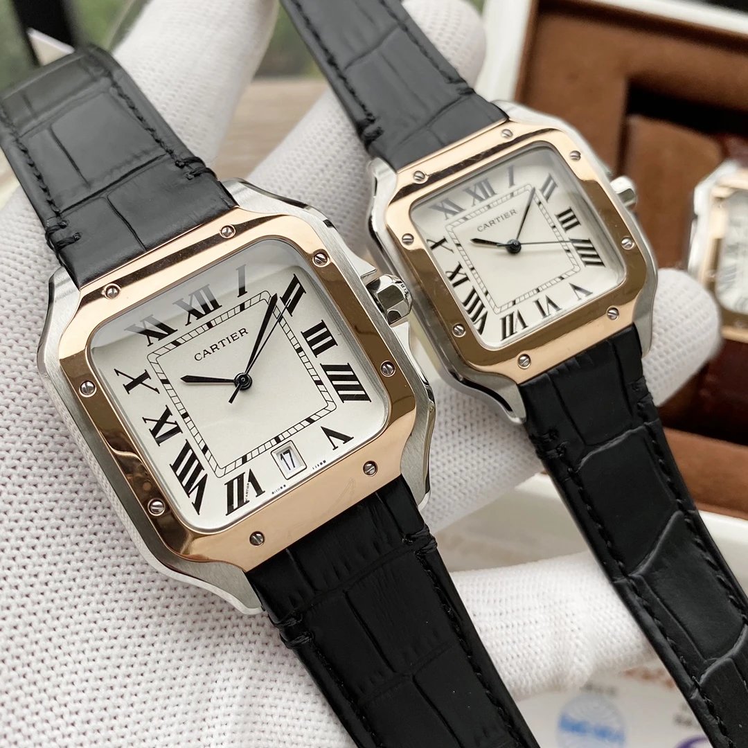 Rose gold shell, white plate, black belt
