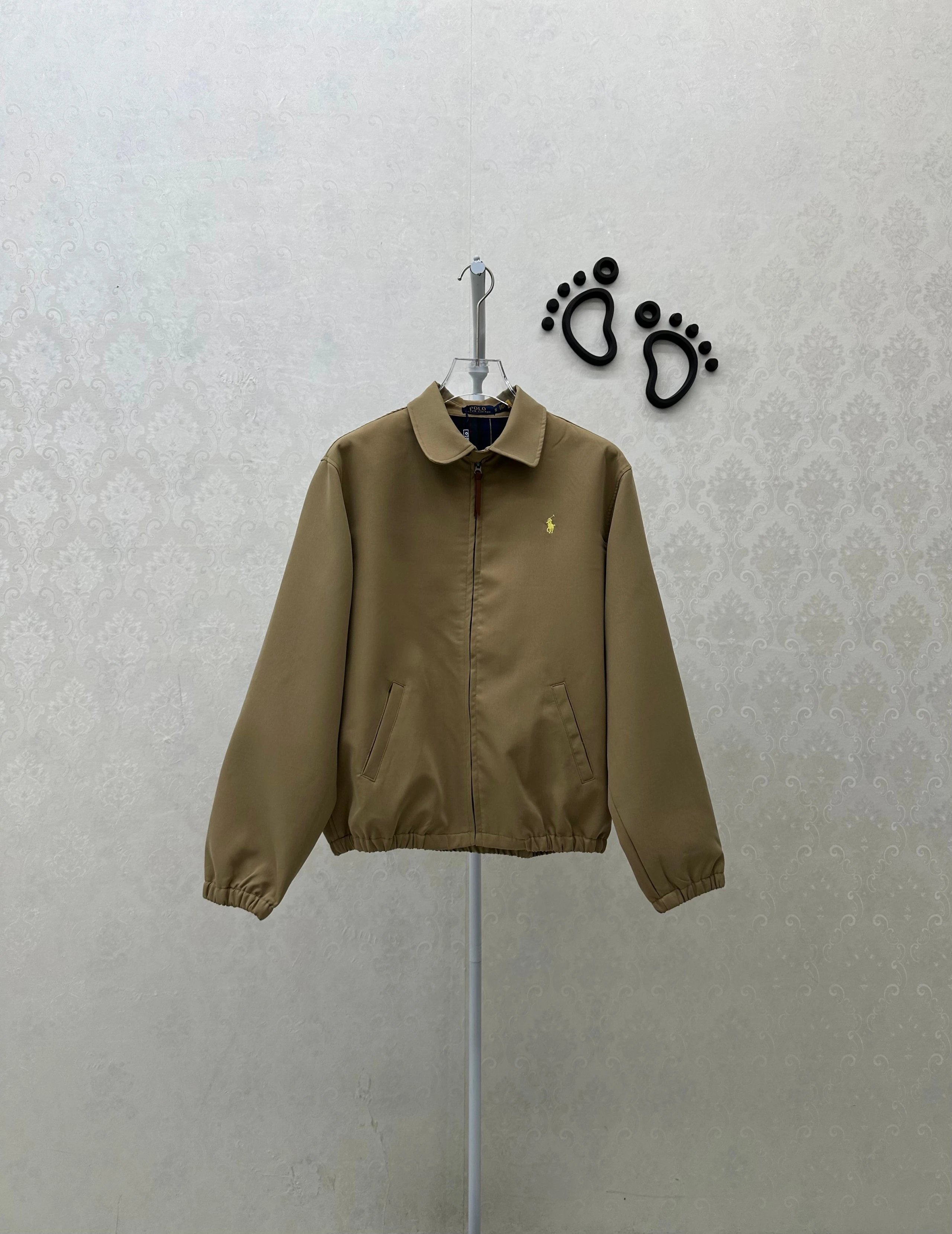 019JY-RL - Men's Spring and Autumn Embroidered Jacket with Lining - Khaki