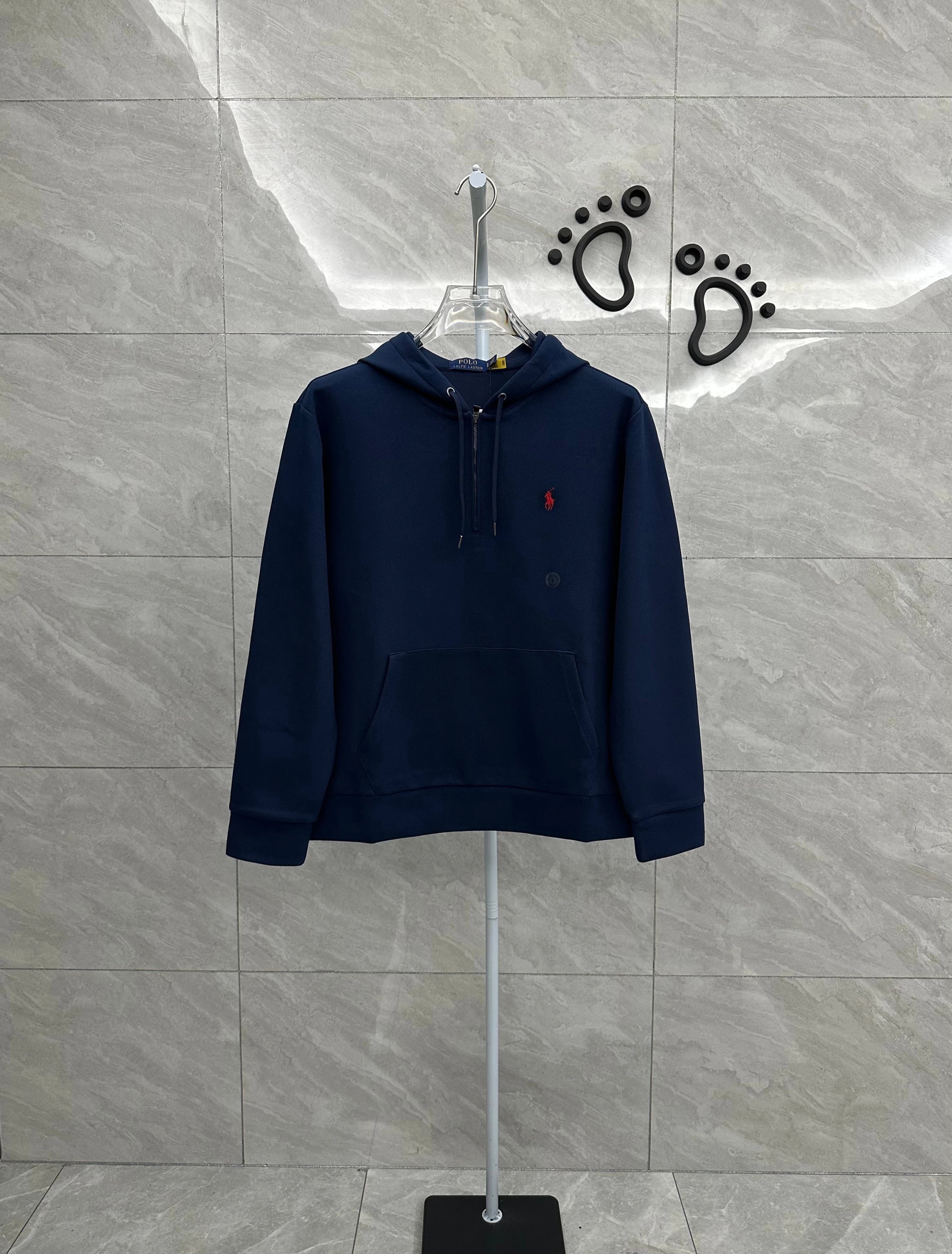 221FP-RL - Men's Half Zipper Long Sleeve Hoodie - Regular - navy blue
