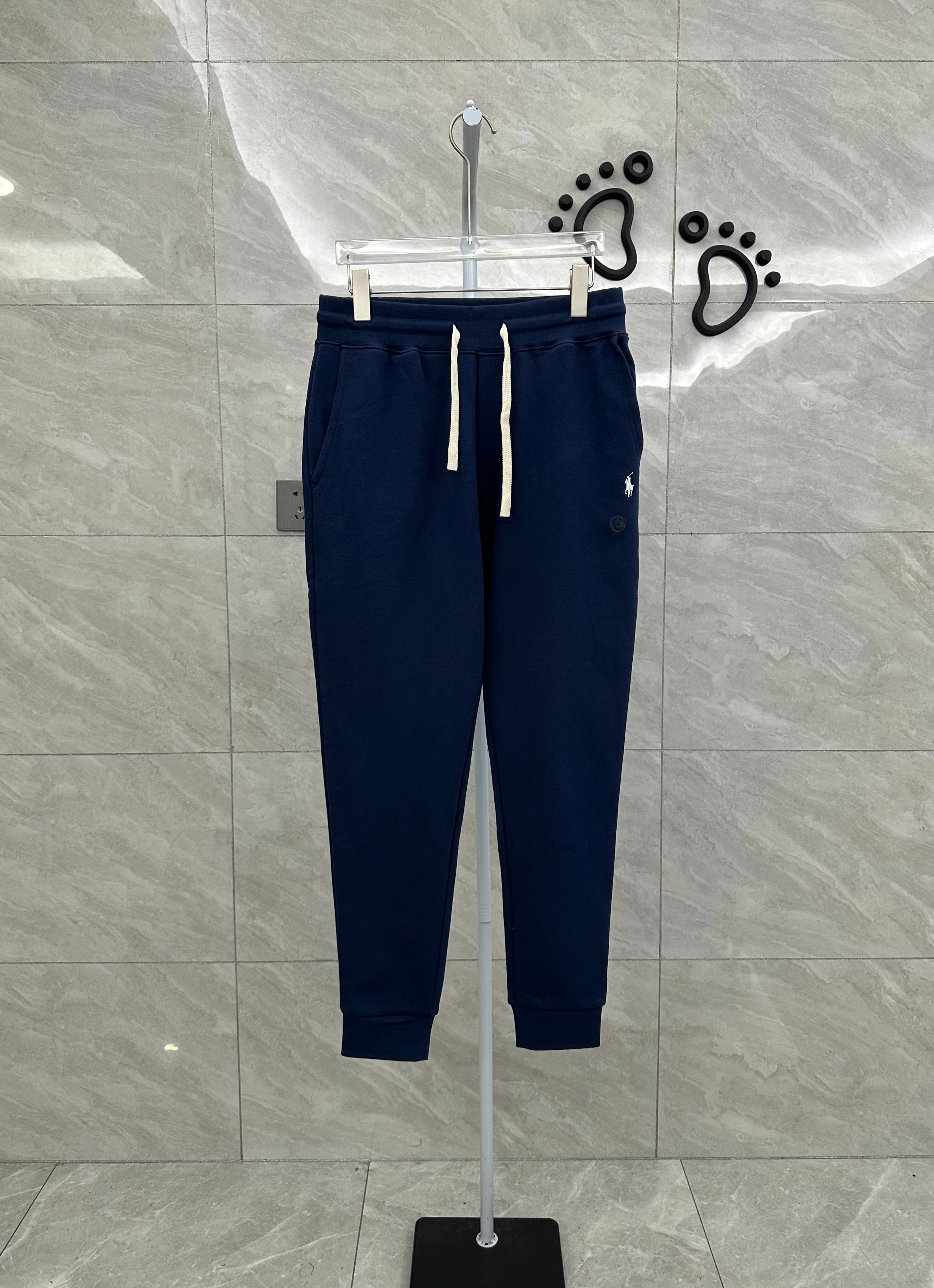 017NF-RL - Men's Cuffed Sweatpants - Fleece-Lined - Navy Blue