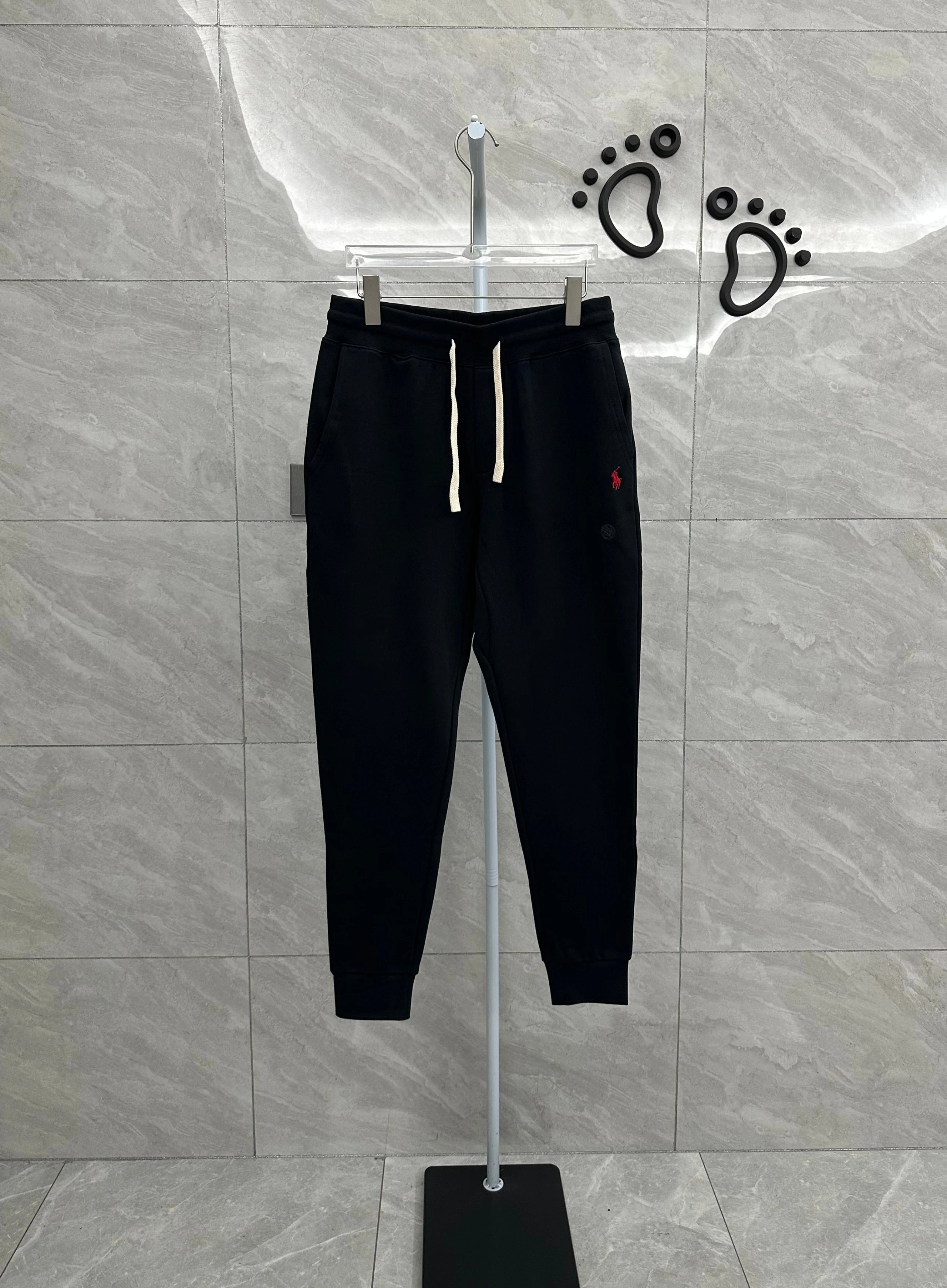 016NF-RL - Men's Legged Sports Pants - Velvet Style - Black