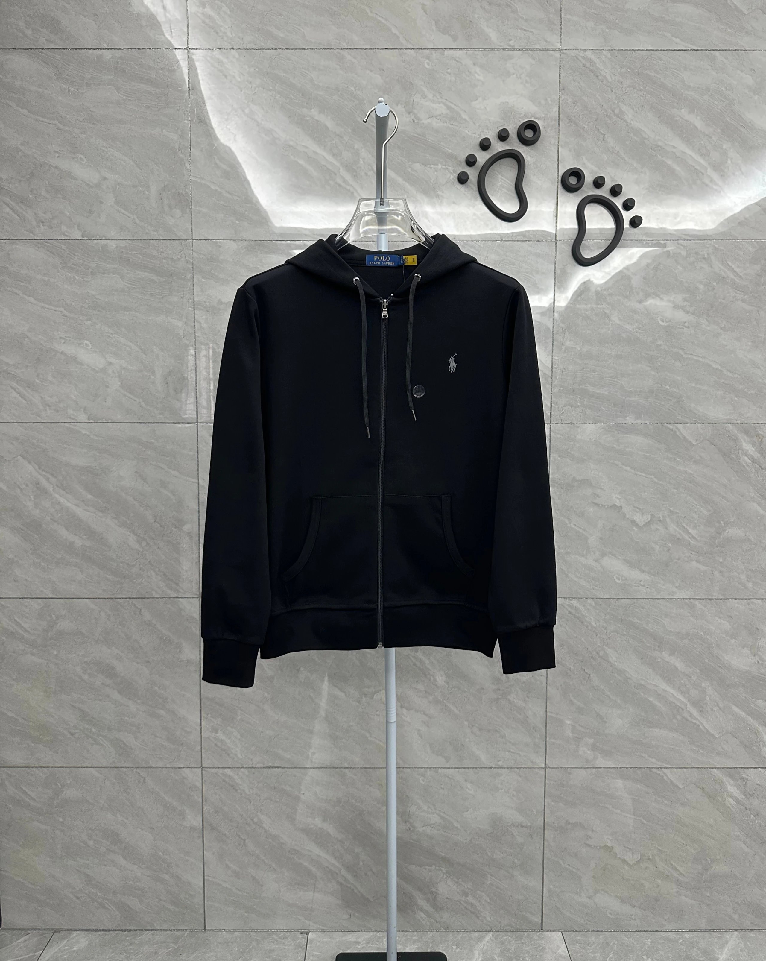 004FP-RL - Men's & Women's Hooded Long-Sleeve Cardigan - Regular Fit - Black - Silver Gray Horse