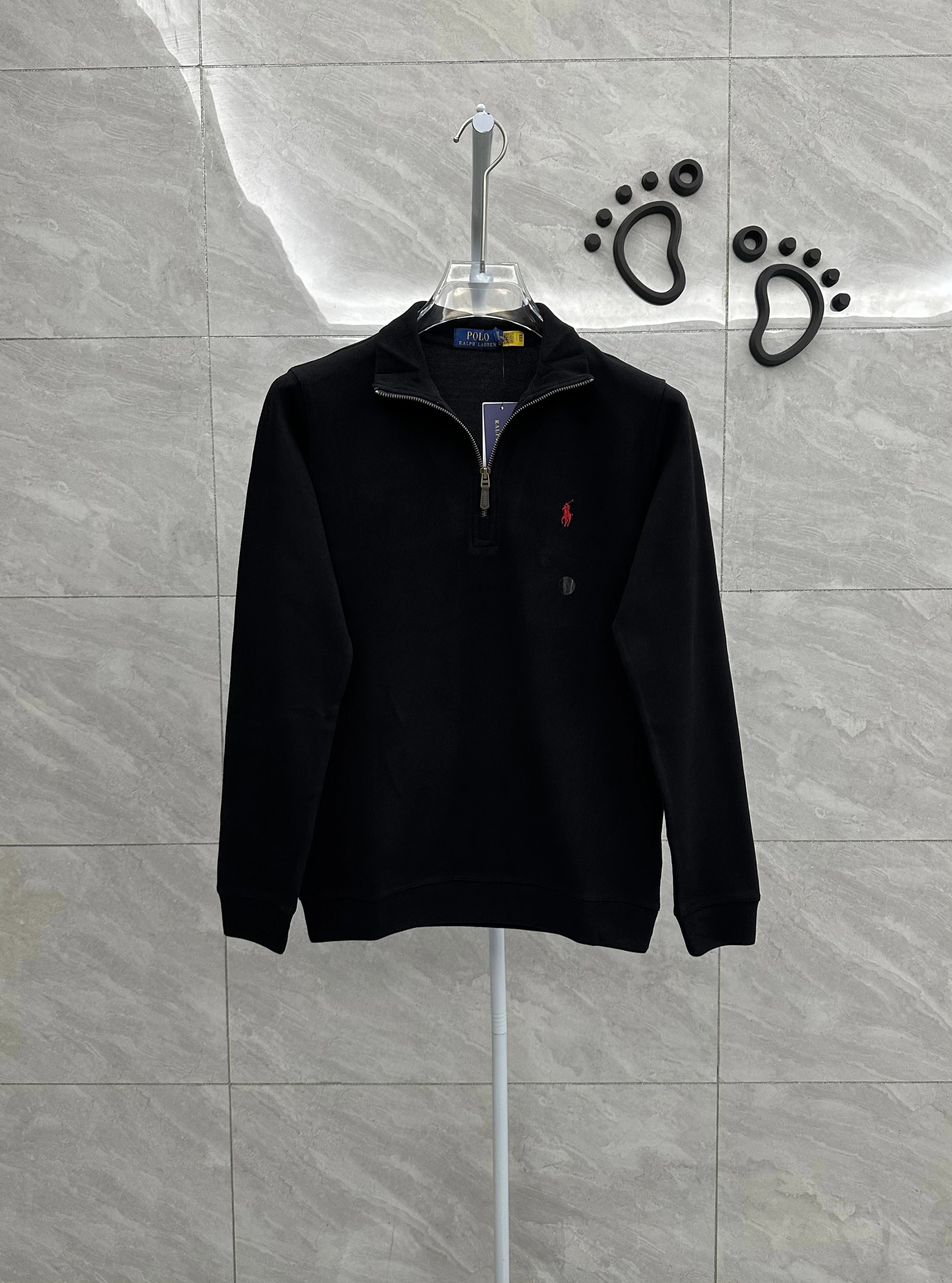 039NF-RL - Men's Half Zipper Polo Shirt - Black