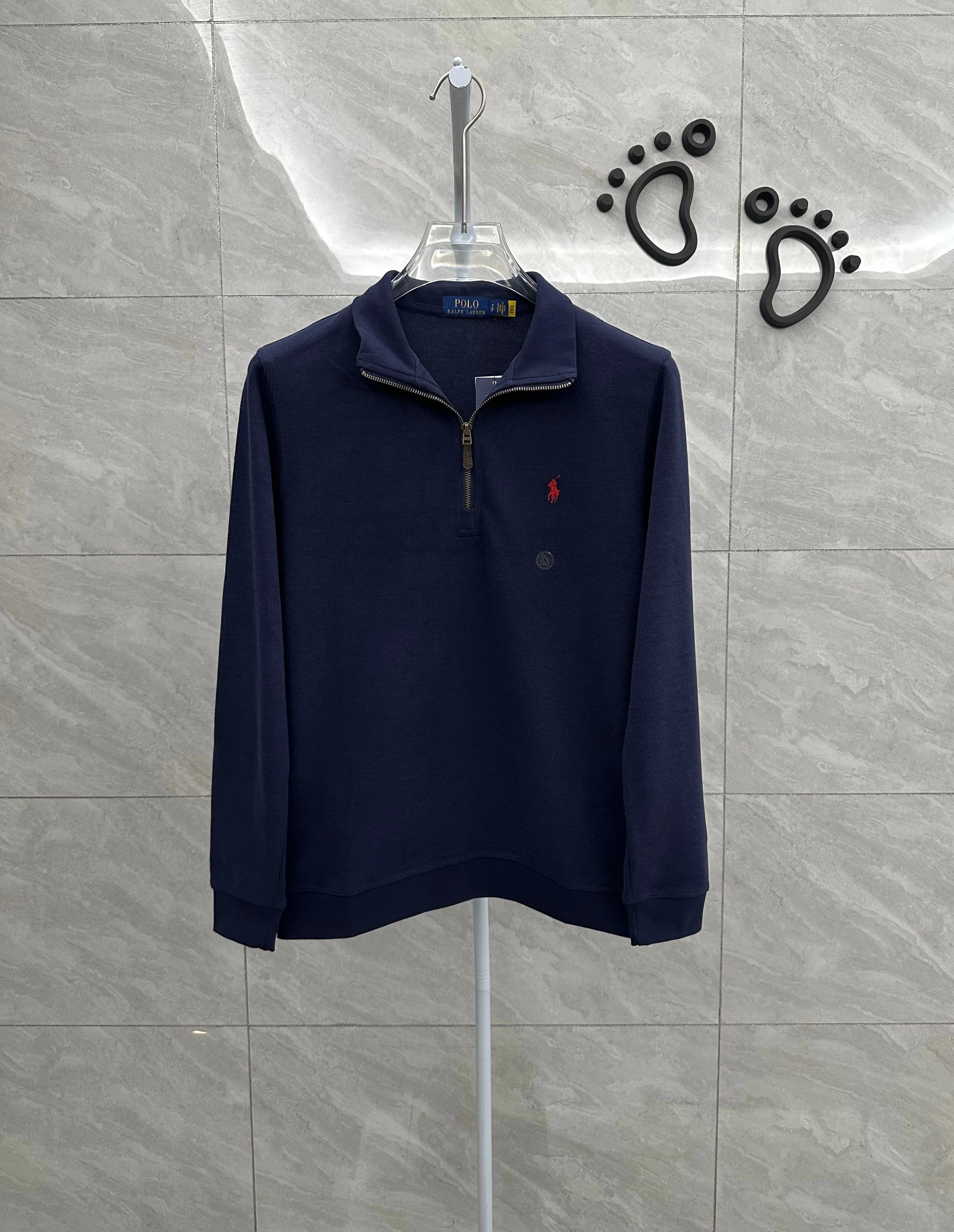 040NF-RL - Men's Half Zipper Polo Shirt - navy blue