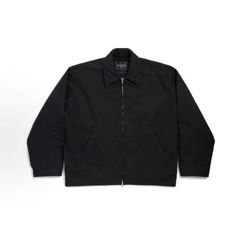 Balenciaga Blcg Solid Color Zipper Embroidered Long Sleeve Jacket Coat Standard Fit Men S Black