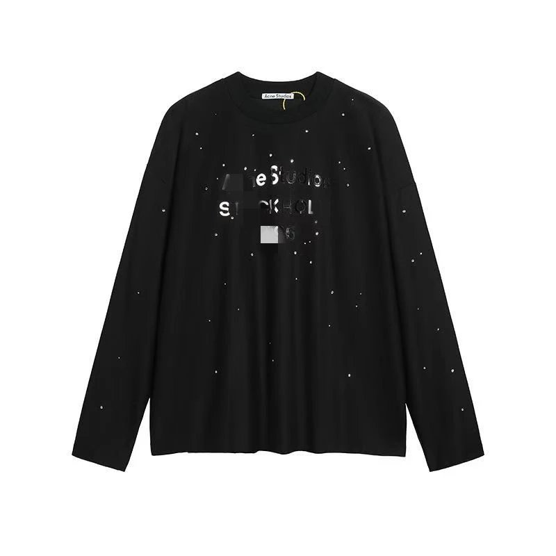 Black Hot Fix Rhinestone Letter Long Sleeve