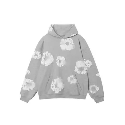 De * i * te * s foam cotton flower high street loose hooded sweatshirt and pants casual set