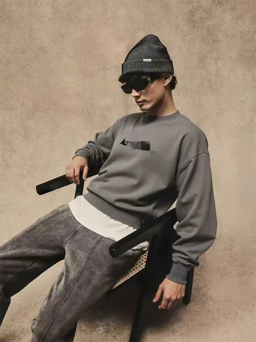 Washed Grey Crewneck Hoodie