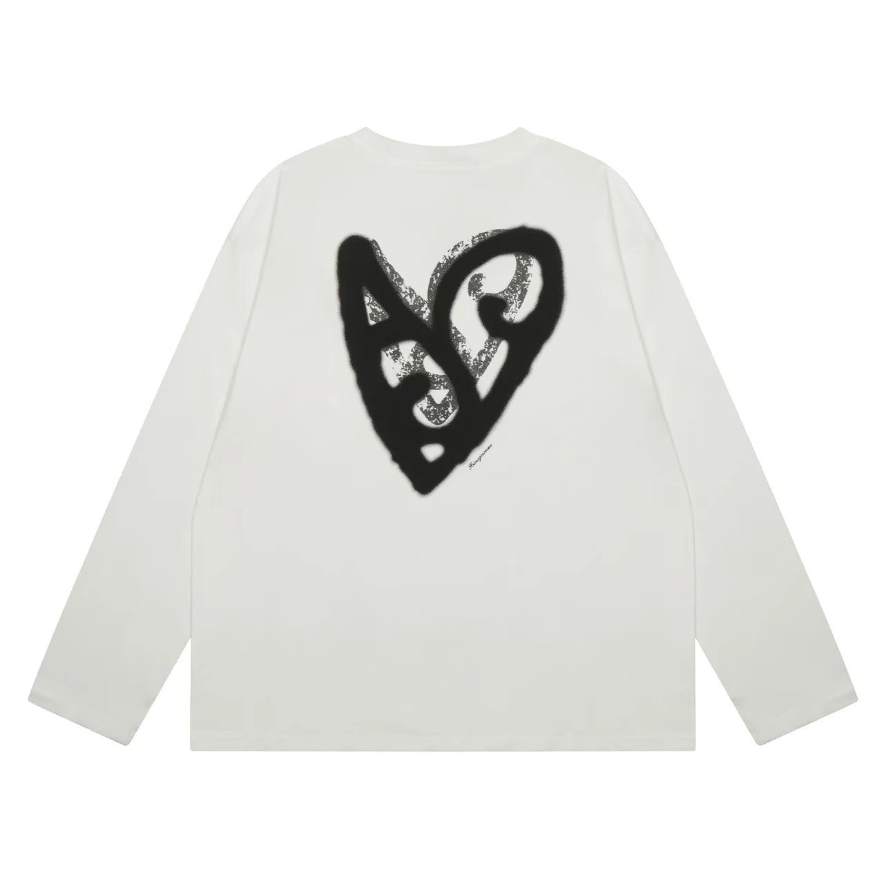 White Heart Print Long Sleeve