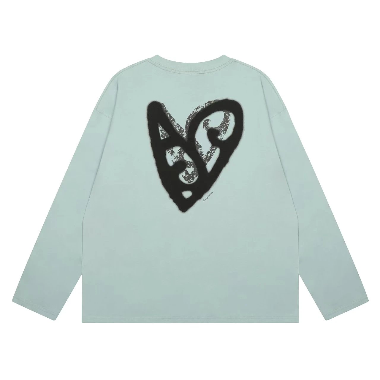 Mint Green Heart Print Long Sleeve