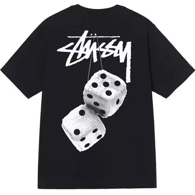 A+grade Stussy trendy brand Stussy men's and women's short sleeved T-shirt, summer loose and versatile joint T-shirt, solid color couple style
