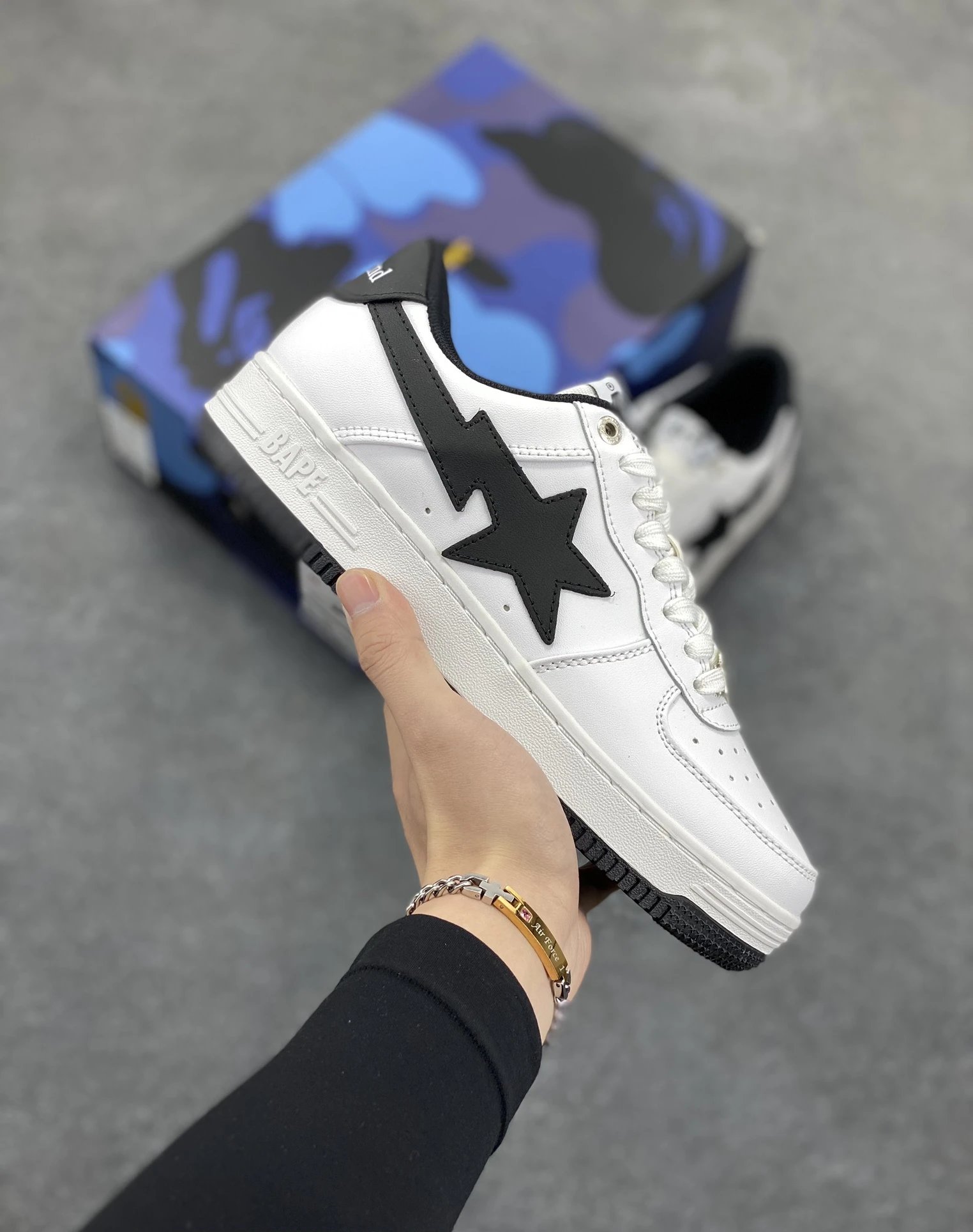 Bape SK8 Shoes — White and black colorway — USFans Spreadsheet photo