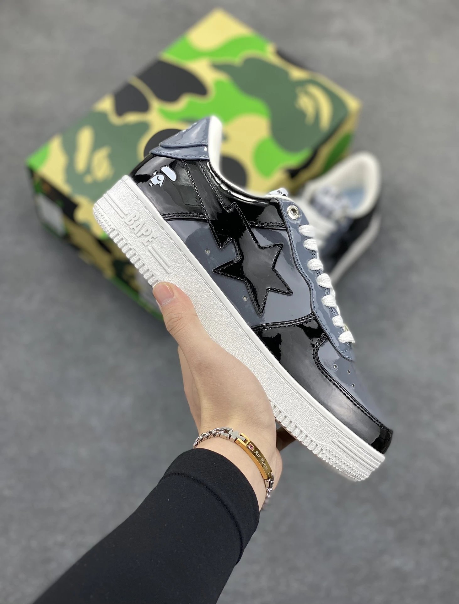 Bape SK8 Shoes — Black gray colorway — USFans Spreadsheet photo