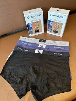 thumbnail for 3pcs 1 sets CK short leg men cool boxers underwear CK checkered cropped cotton boxers