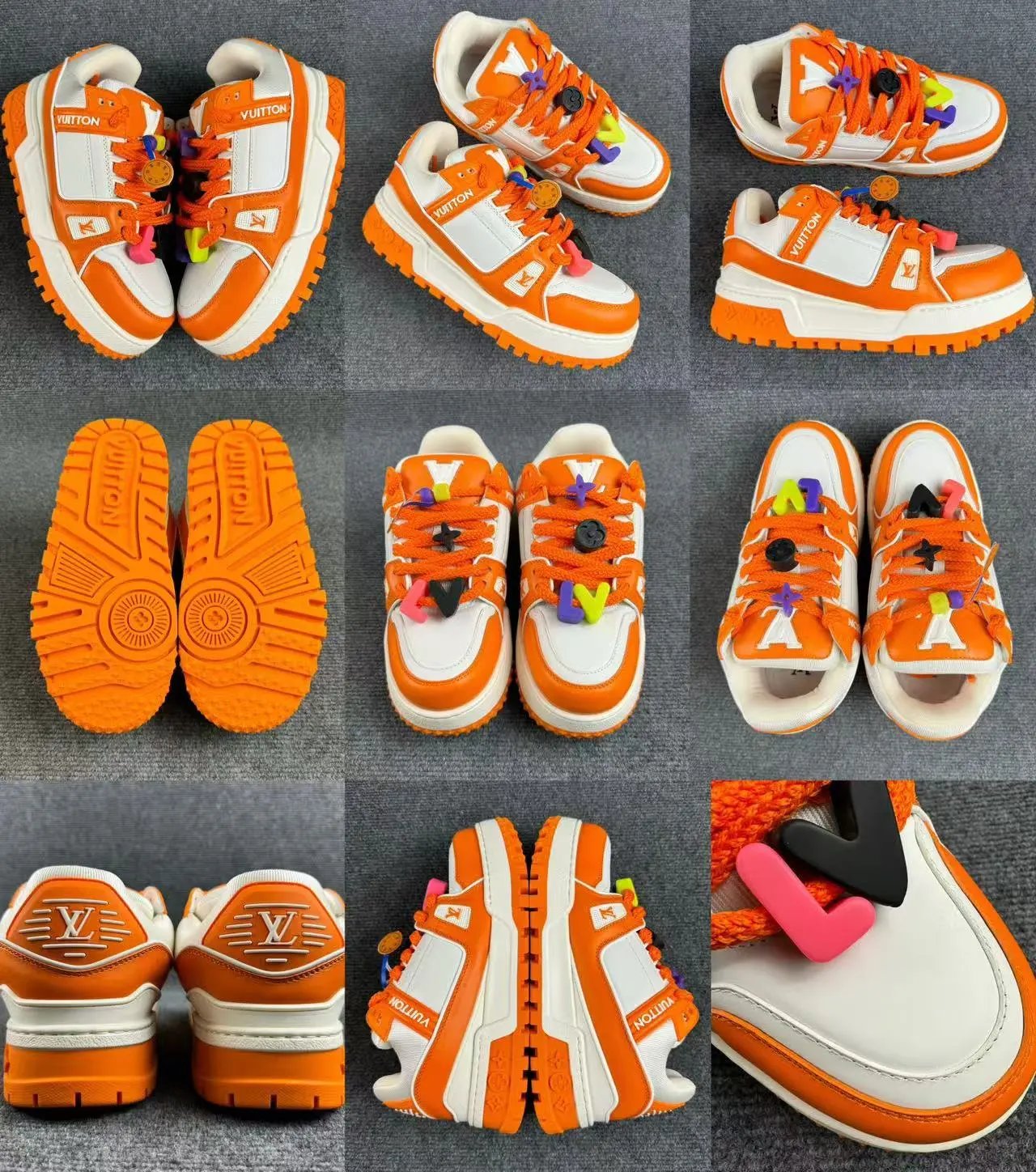 Louis Vuitton Orange White Platform LV Charm Sneakers