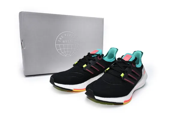 Adidas Ultraboost 22 Black Lime Green Running Shoes - 28