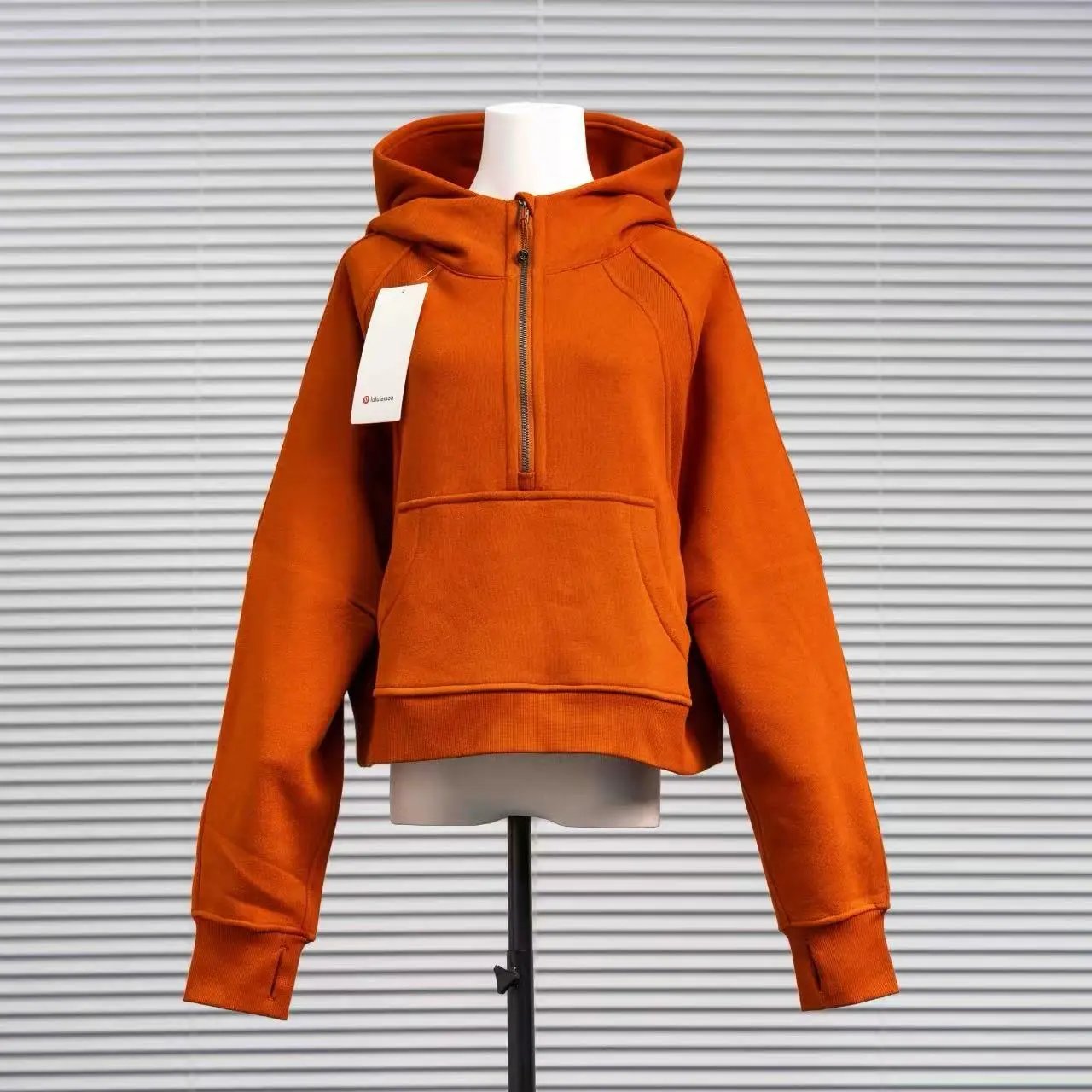 M&Y Skillor Hoodies & Sweatshirts T3027 half-zip hooded sweatshirt — burnt orange hooded