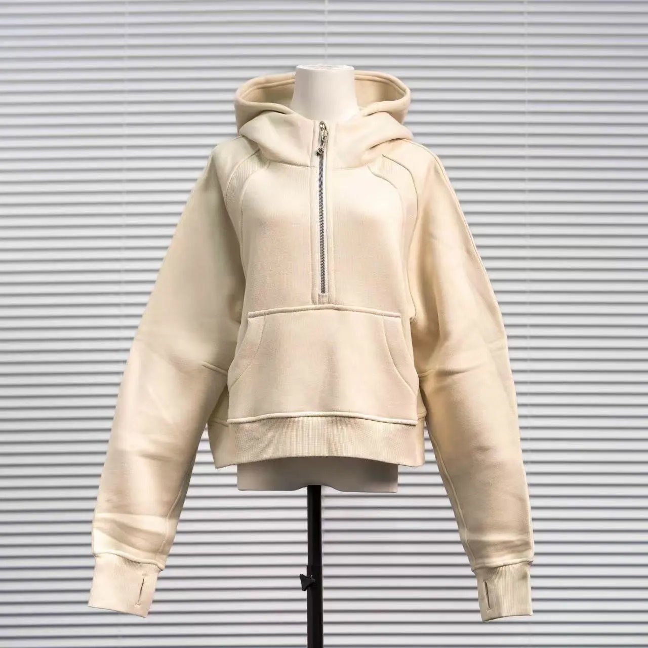 M&Y Skillor Hoodies & Sweatshirts T3027 half-zip hooded sweatshirt — beige hooded
