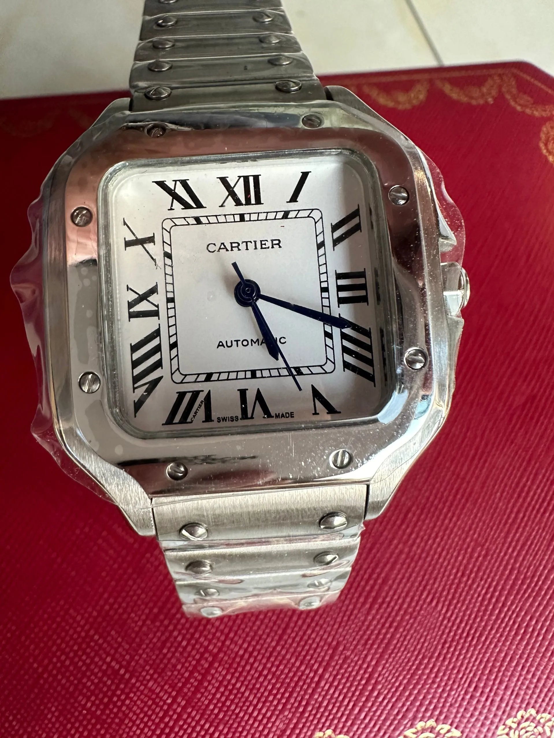 Cartier Santos Automatic Silver Stainless Steel Watch Watches - 2