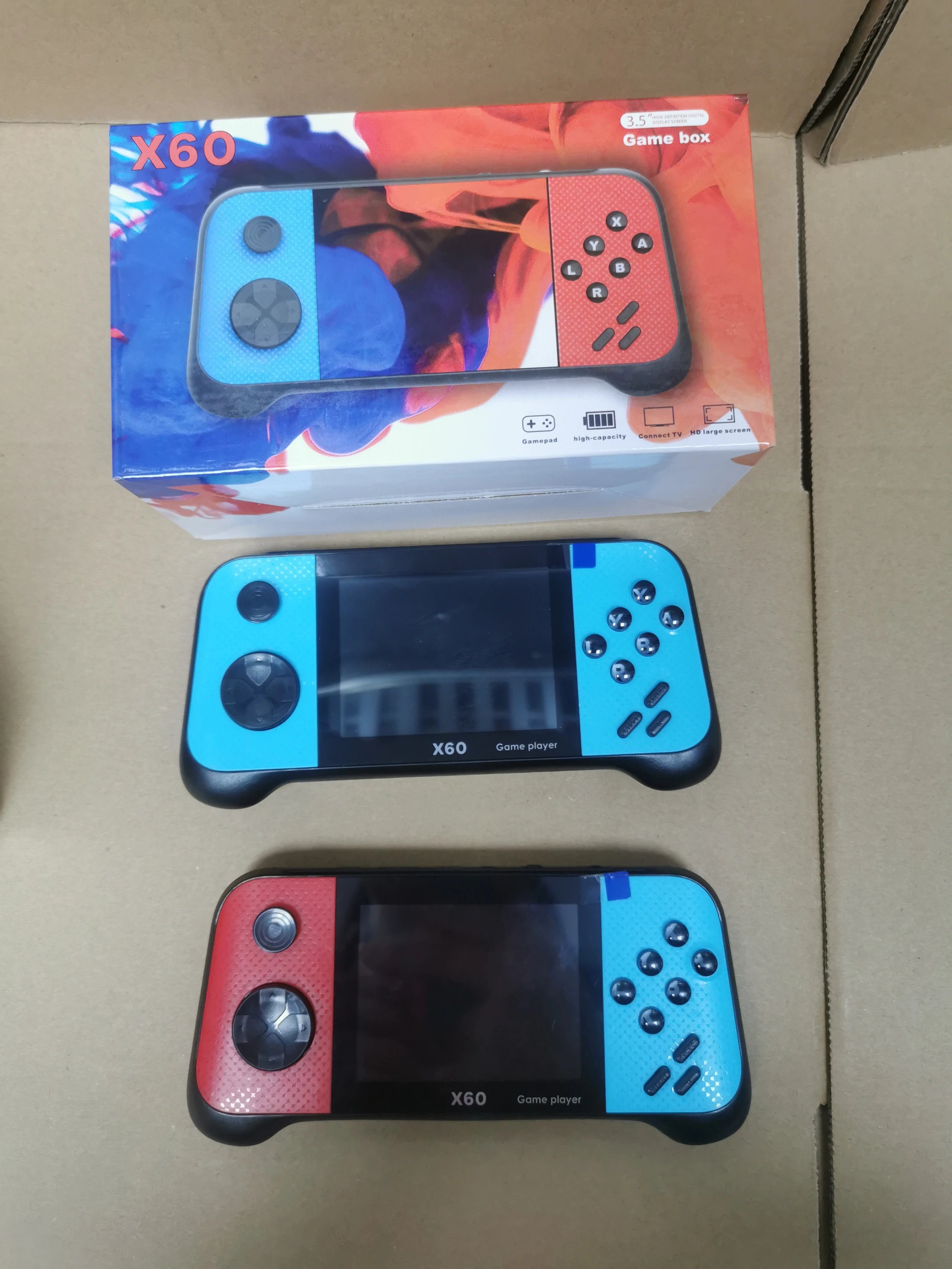 Design X60 Game Player Red and Blue Handheld Console Electronics - 4
