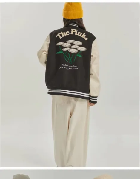 V&D Varsity Jacket Black and Beige Outerwear - 17