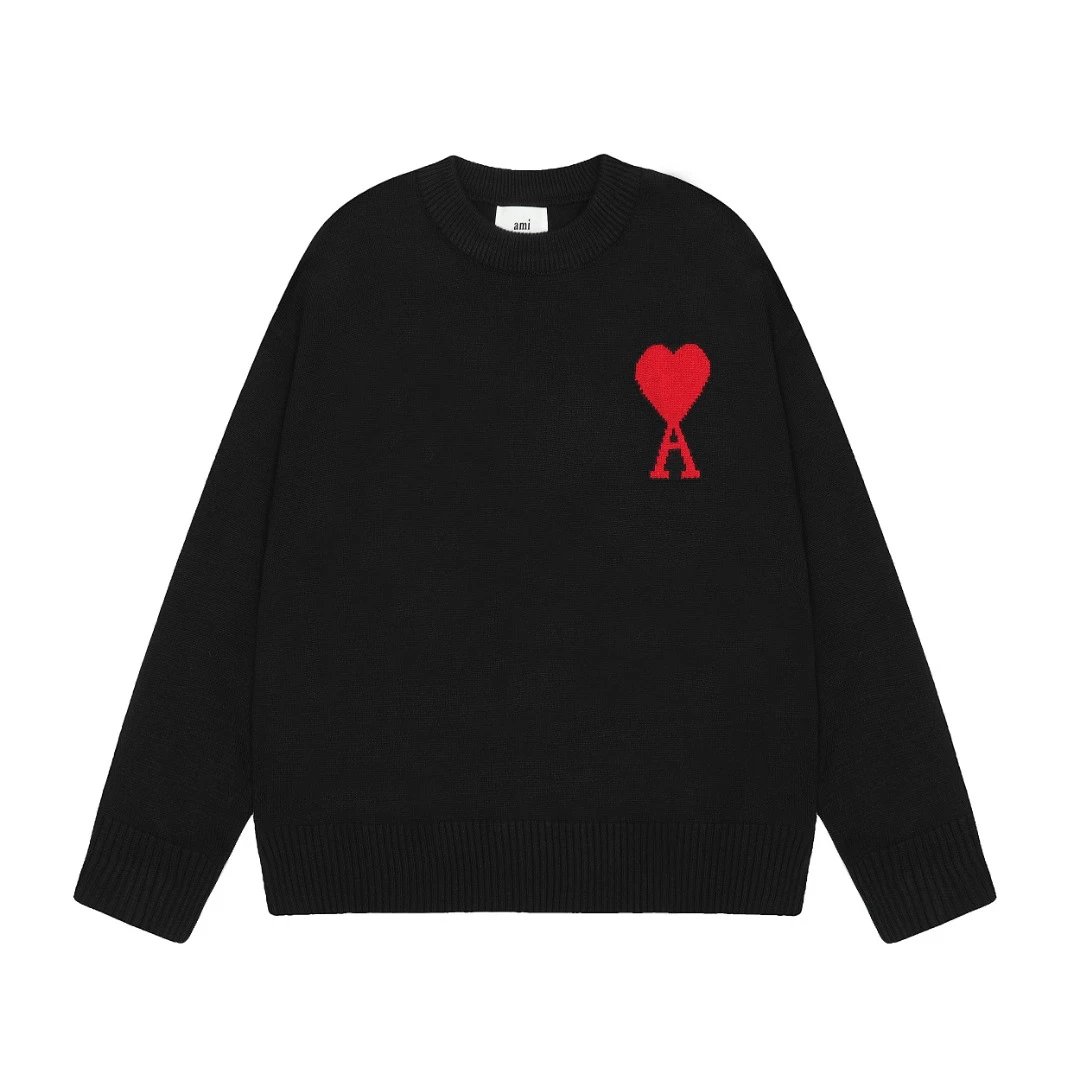 Amy Love 2025ss Classic Jacquard Big Love Round Neck Sweater with 15 colors