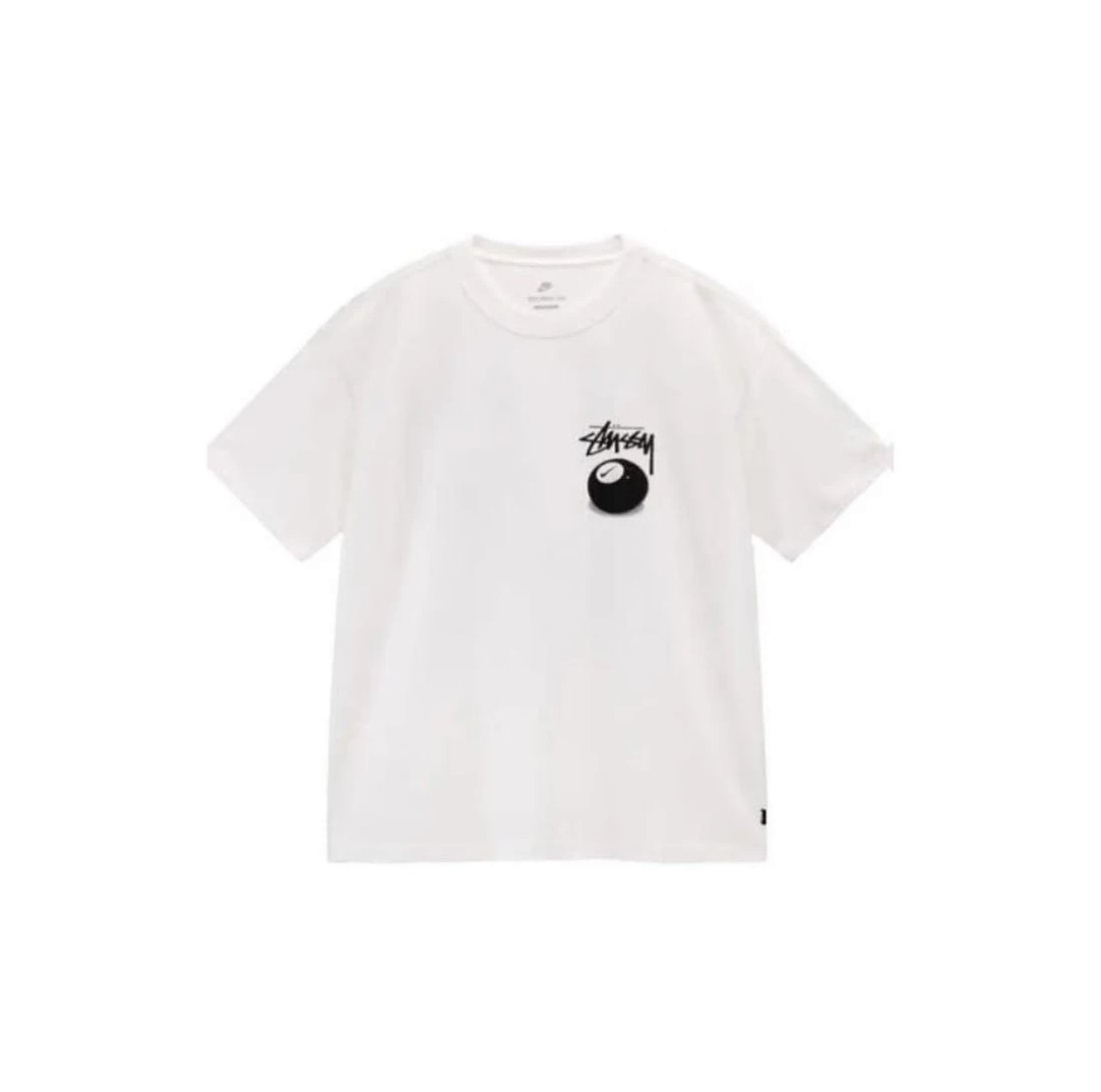 S007 STUSY Nk x Stusy Cobranded FW22letter black billiards print sports shortsleeved Tshirt