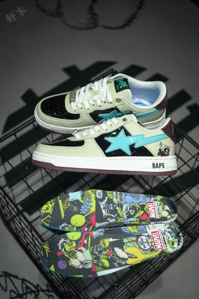 A Bathing Ape Bape Sta Splatter Orange Star Sneakers - 57