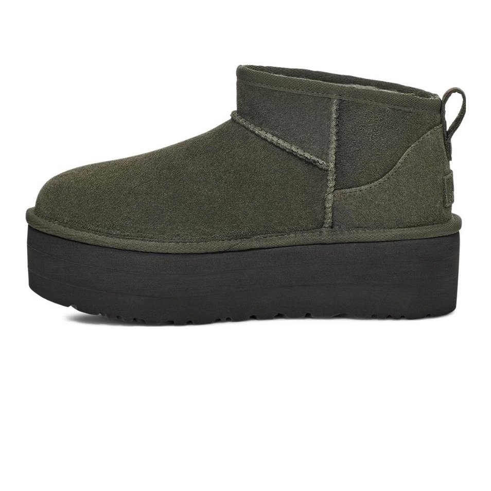 mini短靴厚底森林绿跟高5cm