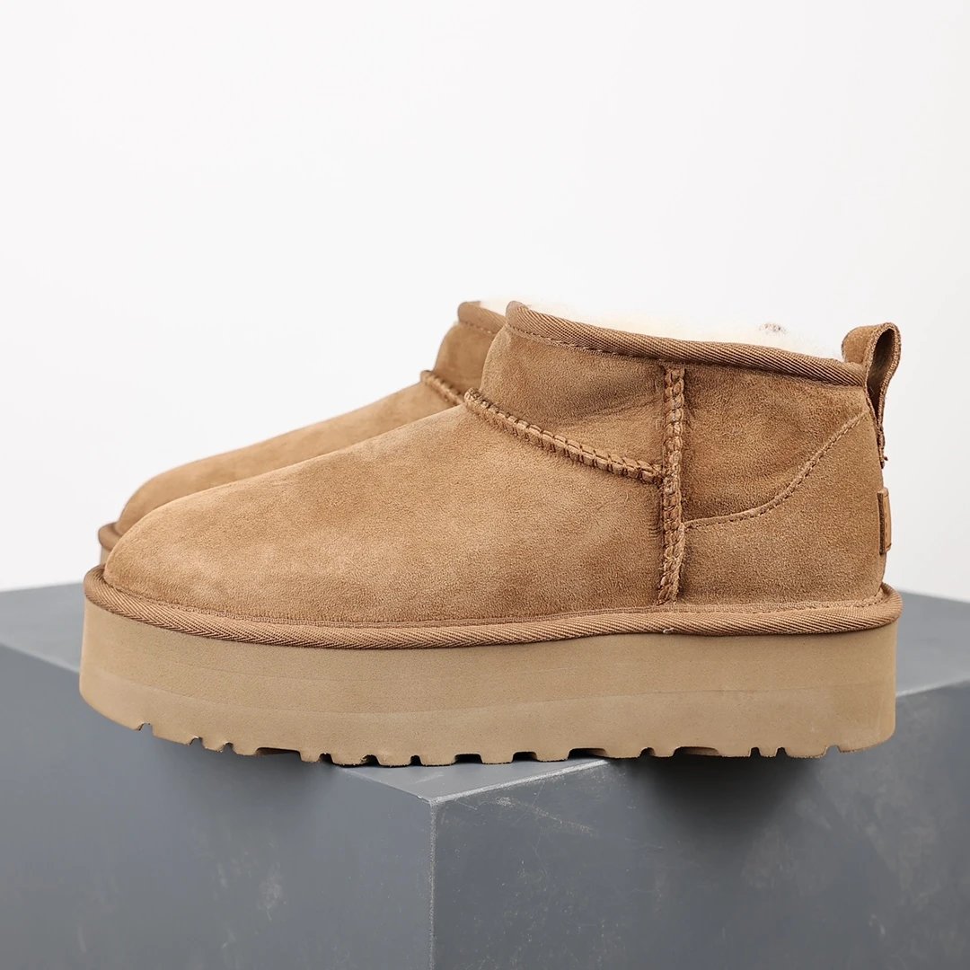 mini短靴厚底栗棕跟高3cm