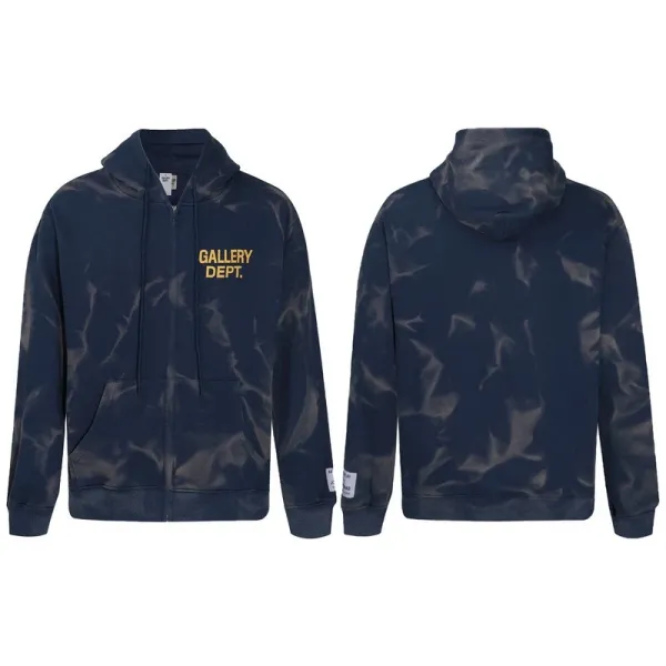 Gallery Dept. Tie-Dye Zip-Up Hoodie Navy - 1