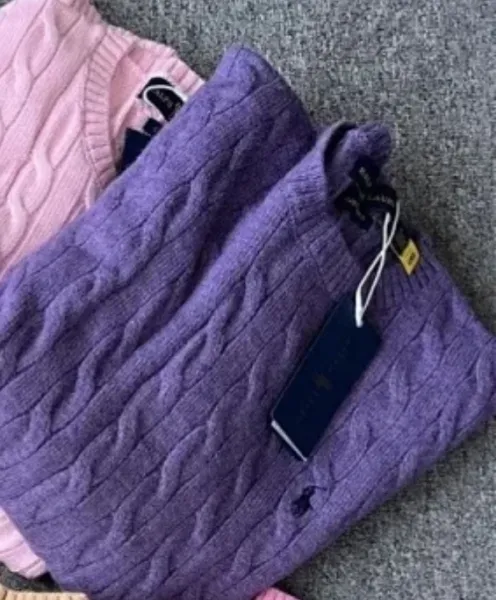 Ralph Lauren Cable Knit Sweater Purple - 1