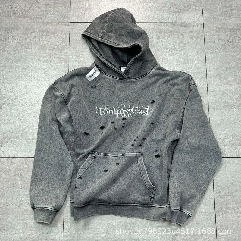 Distressed Hoodie with Holes photo 2