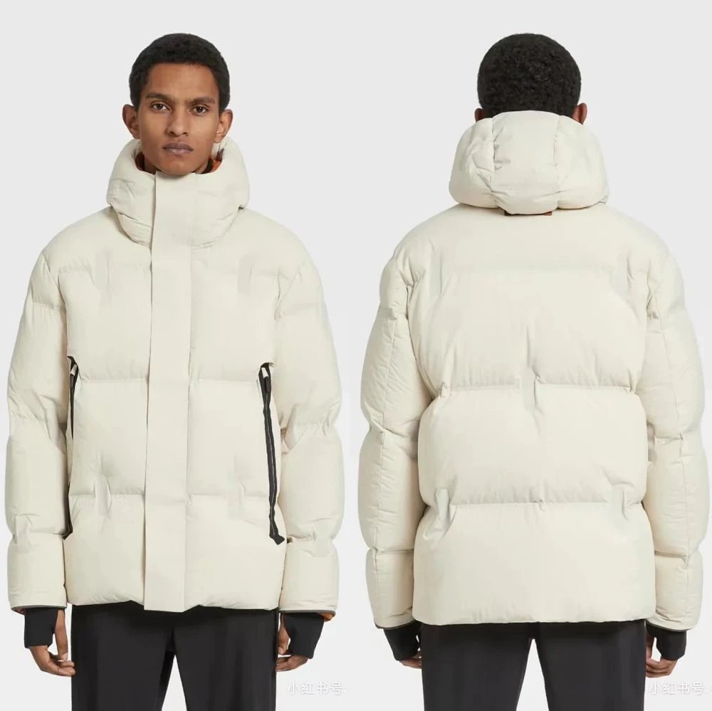 Great Value Deal] Liantai Order] ZZ Men's Ski Jacket Hooded Down Coat, Letter Logo at Cuffs with Double-Stripe Webbing Logo Detail at Back Neck, Sporty and Stylish for Outdoor Adventures!