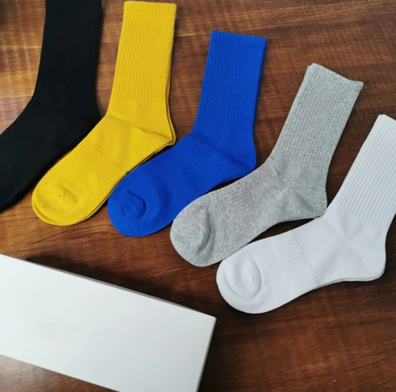 High quality yellow and blue long socks boxed cotton socks