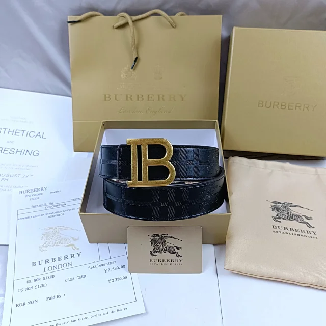 Burberry Belts Reversible check and black monogram belt with TB buckle product detail image 7