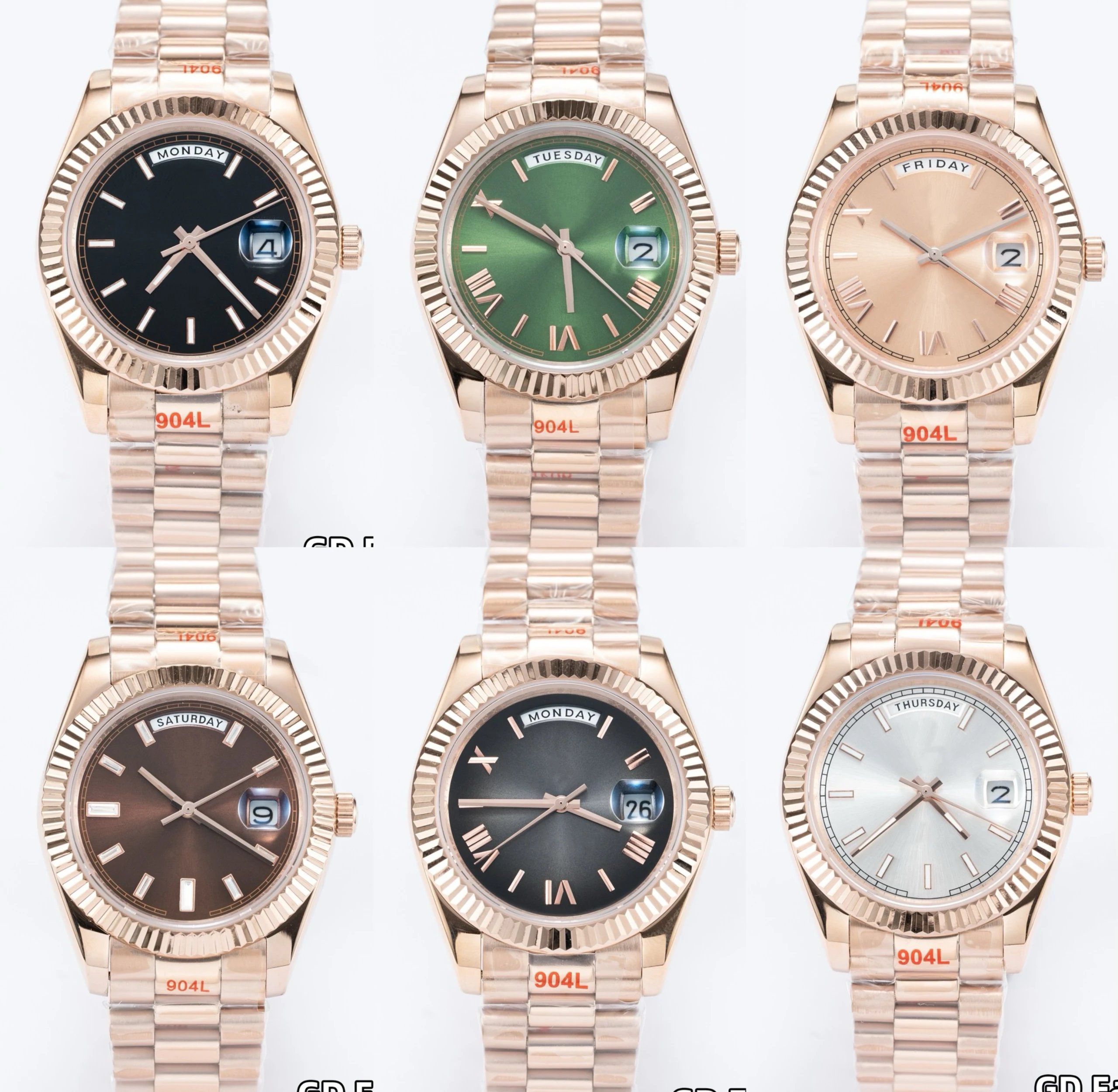 Sale Watch GD Factory Rose Gold Day-Date 40mm Citizen Movement Sapphire Crystal Automatic Mechanical Steel Bracelet Men's Watch Birthday Gift Xintai Ladies Mechanical Watch Calendar Luminous Sports Watch Wristwatch Mens Waterproof Wood Watch Box Mechanical Watch