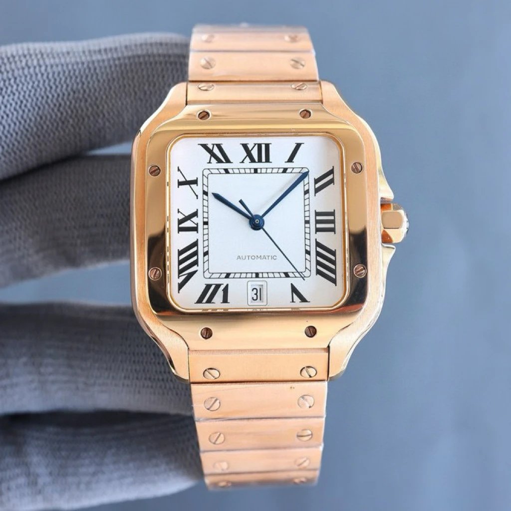 Rose Gold Shell, White Plate, Steel Belt